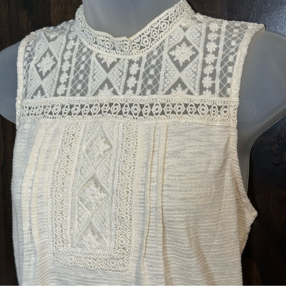 Eyeshadow Ivory lace collar Sleeveless Tank Top Women’s Size M chic casual cute - Picture 2 of 7